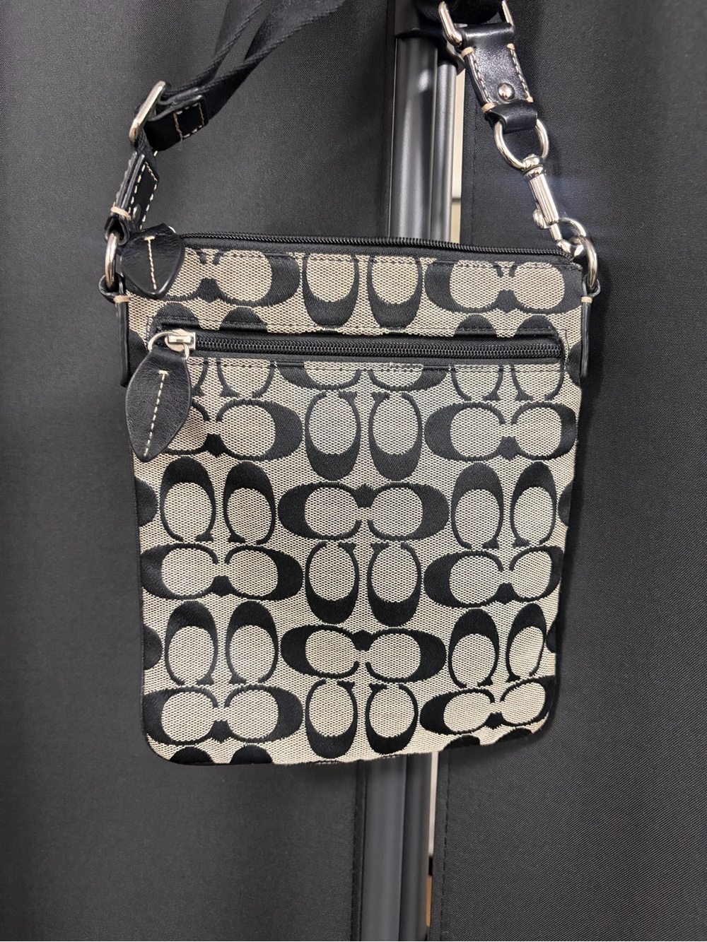 Coach Black/Grey Signature Small Crossbody Bag - Picture 3 of 6